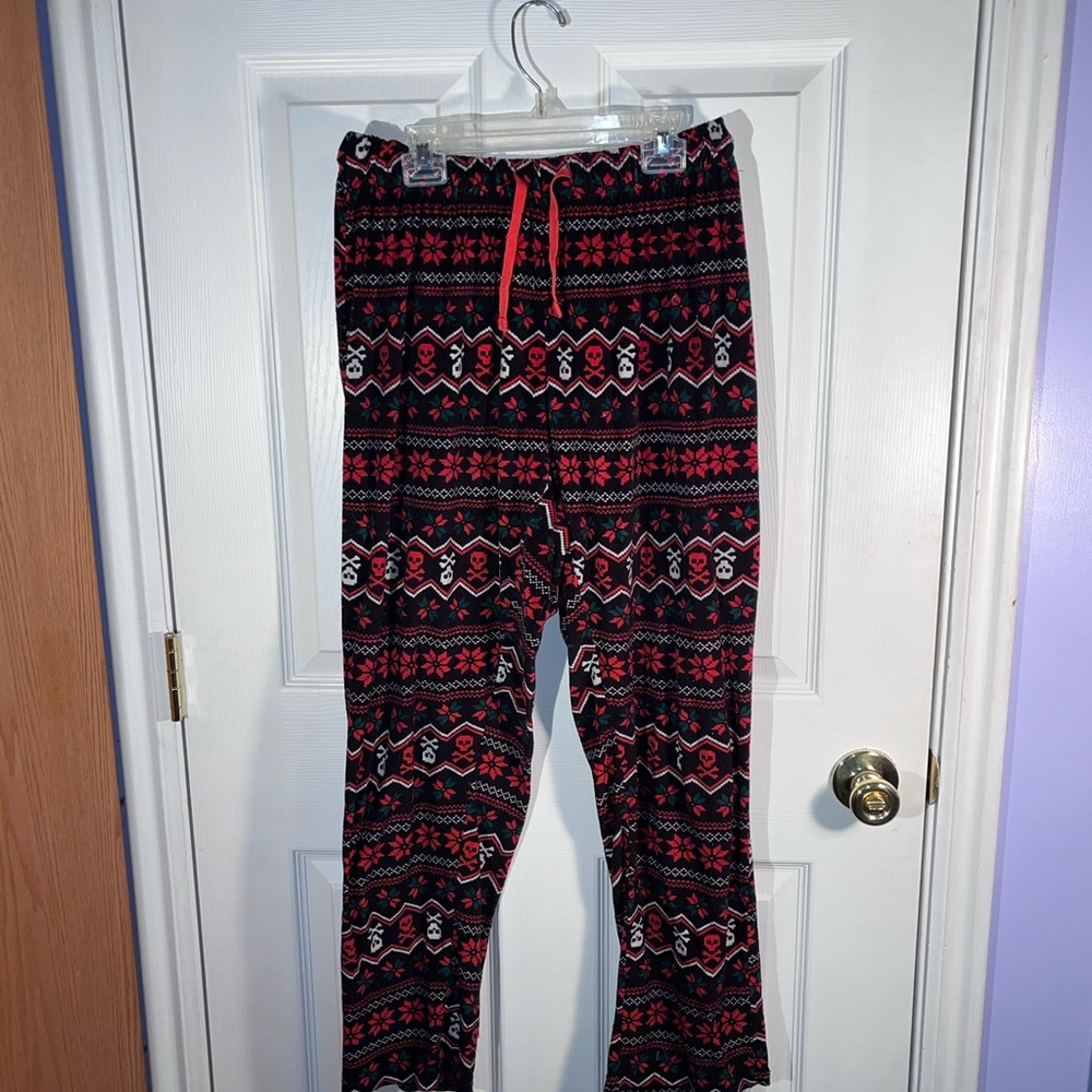 Festive Red and Black Patterned Pajama Pants